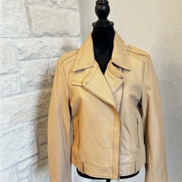 Each X Other Paris Leather Biker Moto Jacket, Light Tan, Size M - Picture 1 of 11